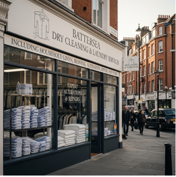  Battersea shirt service and dry cleaning shop on a South West London street providing laundry and garment care 